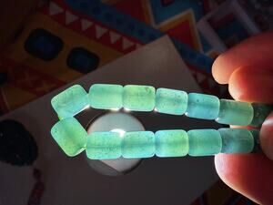 Certified Type A Jadeite Barrel Bead Bracelet Natural Burmese Green Jade 27.84g